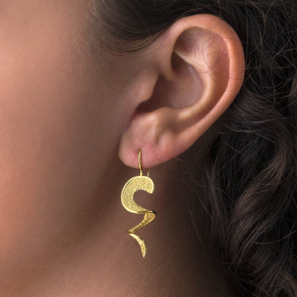 Gold Plated Twisted Dangle Earrings