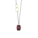 Doublet Ruby Necklace with Oxidized Chain