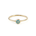14K Gold Circle Turquoise Enamel Ring