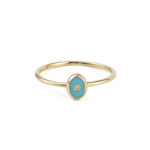 14K Gold Oval Turquoise Enamel Ring