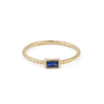 Blue Square Stone Ring - 14K Gold