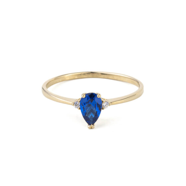 Δαχτυλίδι Βεράκι με μπλε Ζιργκόν - Χρυσό 14Κ
