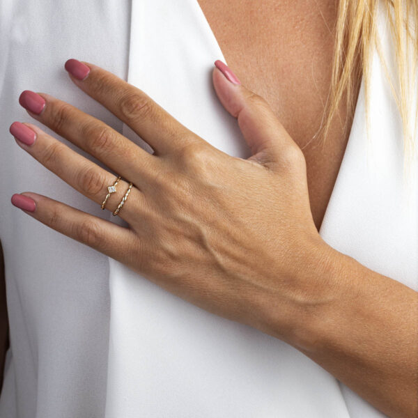 Rhombus Band Ring - 14K Gold