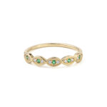 White and Green Zircon Stacking Ring - 14K Gold