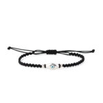 Evil Eye Black Macrame Bracelet – 925 Sterling Silver