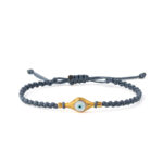Fildisi Evil Eye Blue Macrame Bracelet – 925 Sterling Silver and Gold Plated