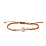 Evil Eye Brown Bracelet – 925 Sterling Silver and Gold Plated