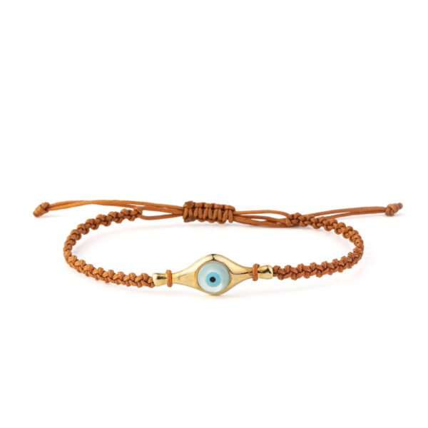 Evil Eye Brown Bracelet – 925 Sterling Silver and Gold Plated