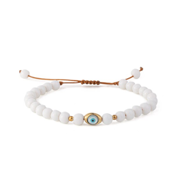 Oval Evil Eye Bracelet with Quartz – 925 Sterling Silver and Gold Plated