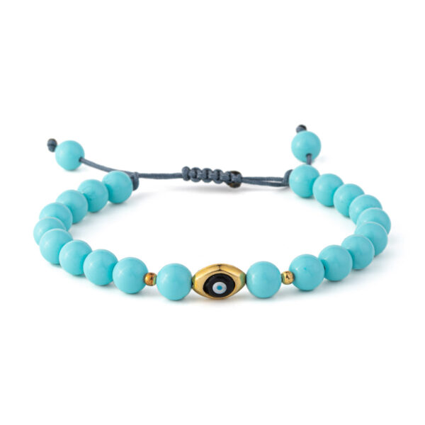 Oval Evil Eye Bracelet with Turquoise – 925 Sterling Silver and Gold Plated