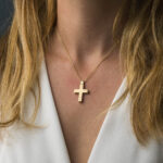 14K Solid Gold Double Sided Cross