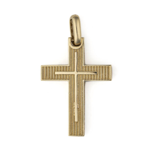 14K Solid Gold Double Sided Cross