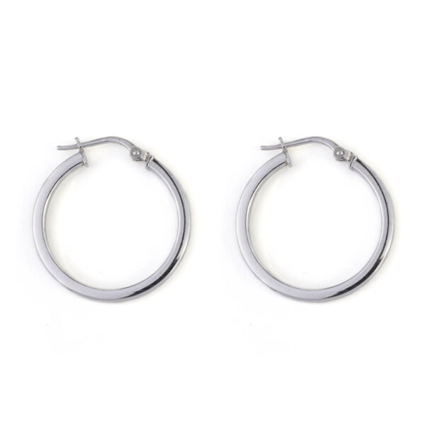 Flat Hoop Earrings - 925 Sterling Silver