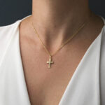 14K Solid Gold Crucifix Baptism Cross