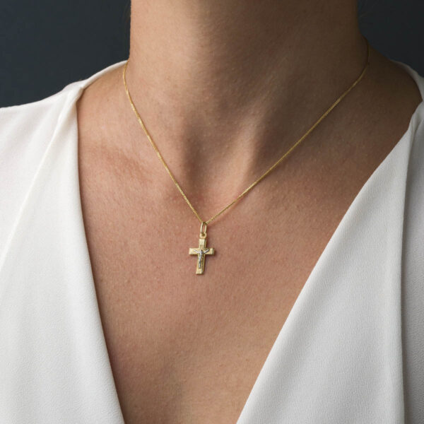 14K Solid Gold Crucifix Baptism Cross