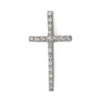 14K White Gold Zircon Baptism Cross