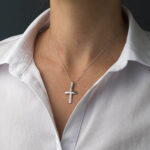 14K White Gold Flat Baptism Cross