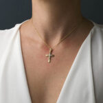 14K Gold Baptism Cross with Zircons