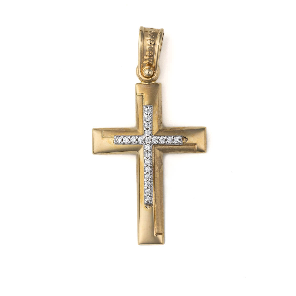 14K Gold Baptism Cross with Zircons