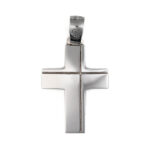 14K White Gold Lines Baptism Cross
