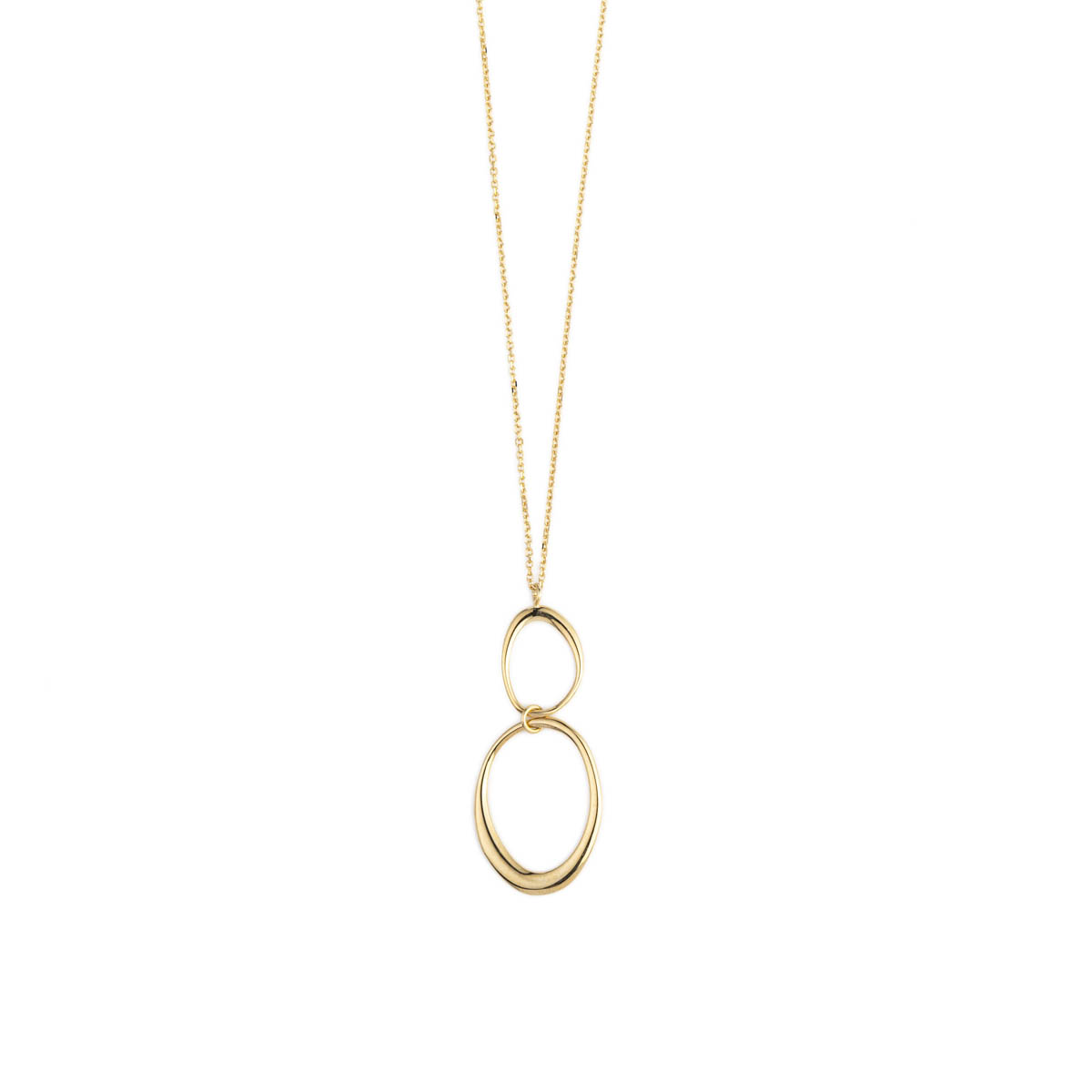 14K Gold Two Circles Necklace
