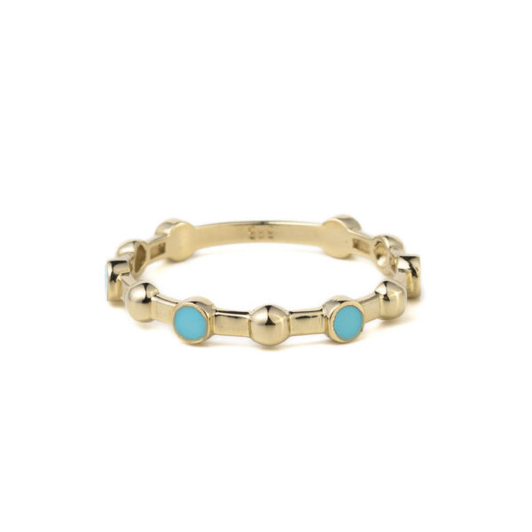 14K Gold Turquoise Band Ring