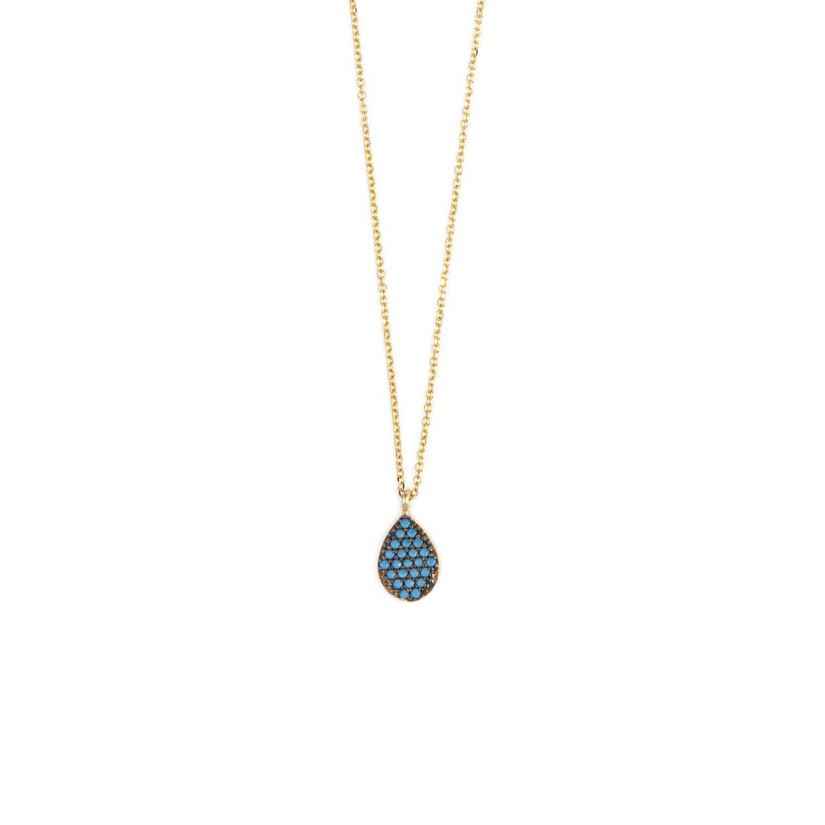 14K Gold Turquoise Drop Necklace