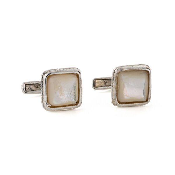 White Stone Cufflinks – 925 Sterling Silver