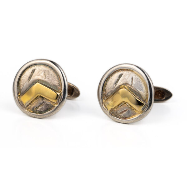 Spartan Shield Cufflinks – 14k Gold and Sterling Silver