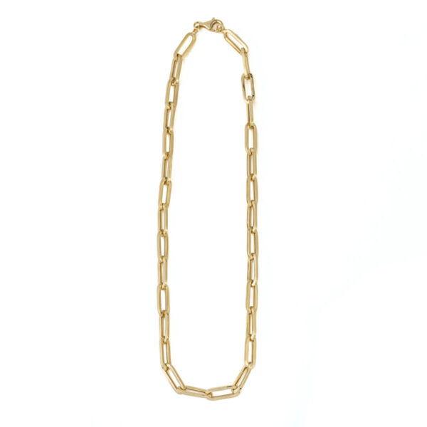 Thick Paperclip Chain Necklace - Gold Plated Silver 925