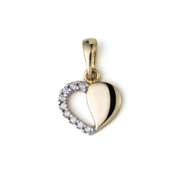 14K Gold Half Heart Pendant
