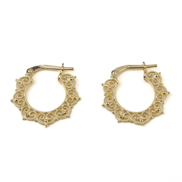 14k Gold Lace Hoop Earrings