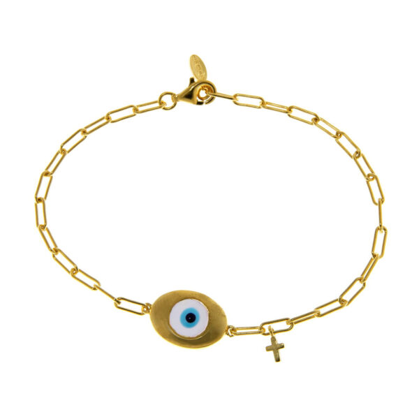 GREGIO Bracelet Silver 925 Gold Plated with Evil Eye