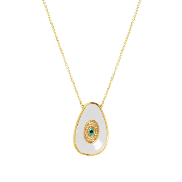 GREGIO Evil Eye Necklace with White Enamel – Gold Plated Silver 925