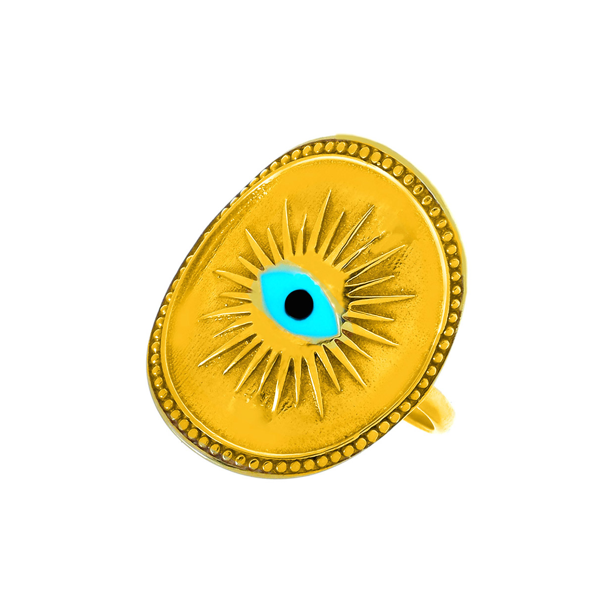 GREGIO Enamel Evil Eye Ring – Gold Plated Silver 925