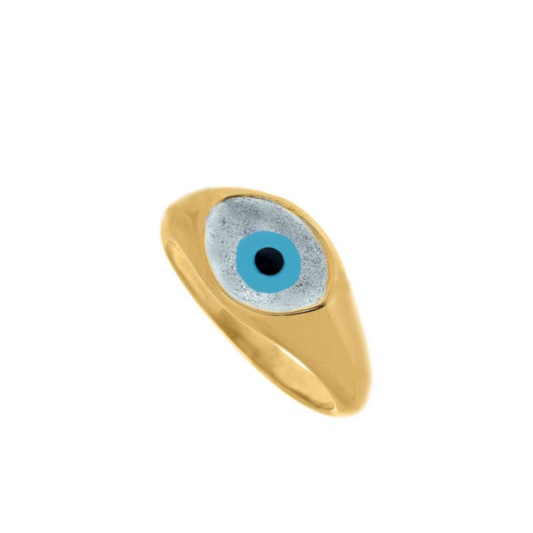 GREGIO Evil Eye Ring with Enamel – Gold Plated Silver 925