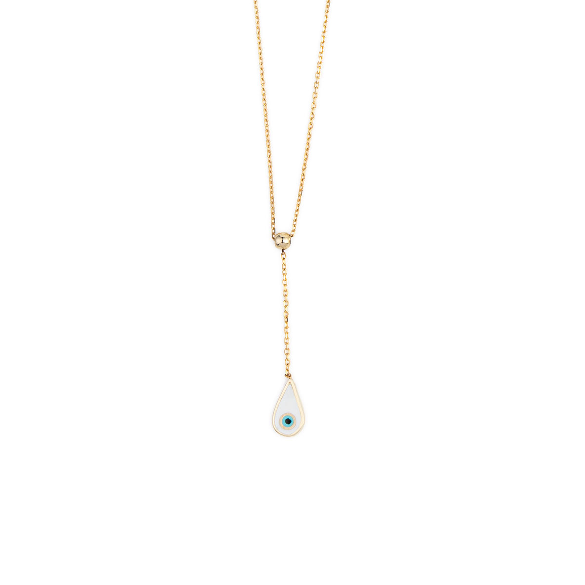 Drop Eye Necklace – 14K Yellow Gold with Enamel