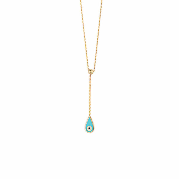 Drop Eye Necklace – 14K Yellow Gold with Enamel