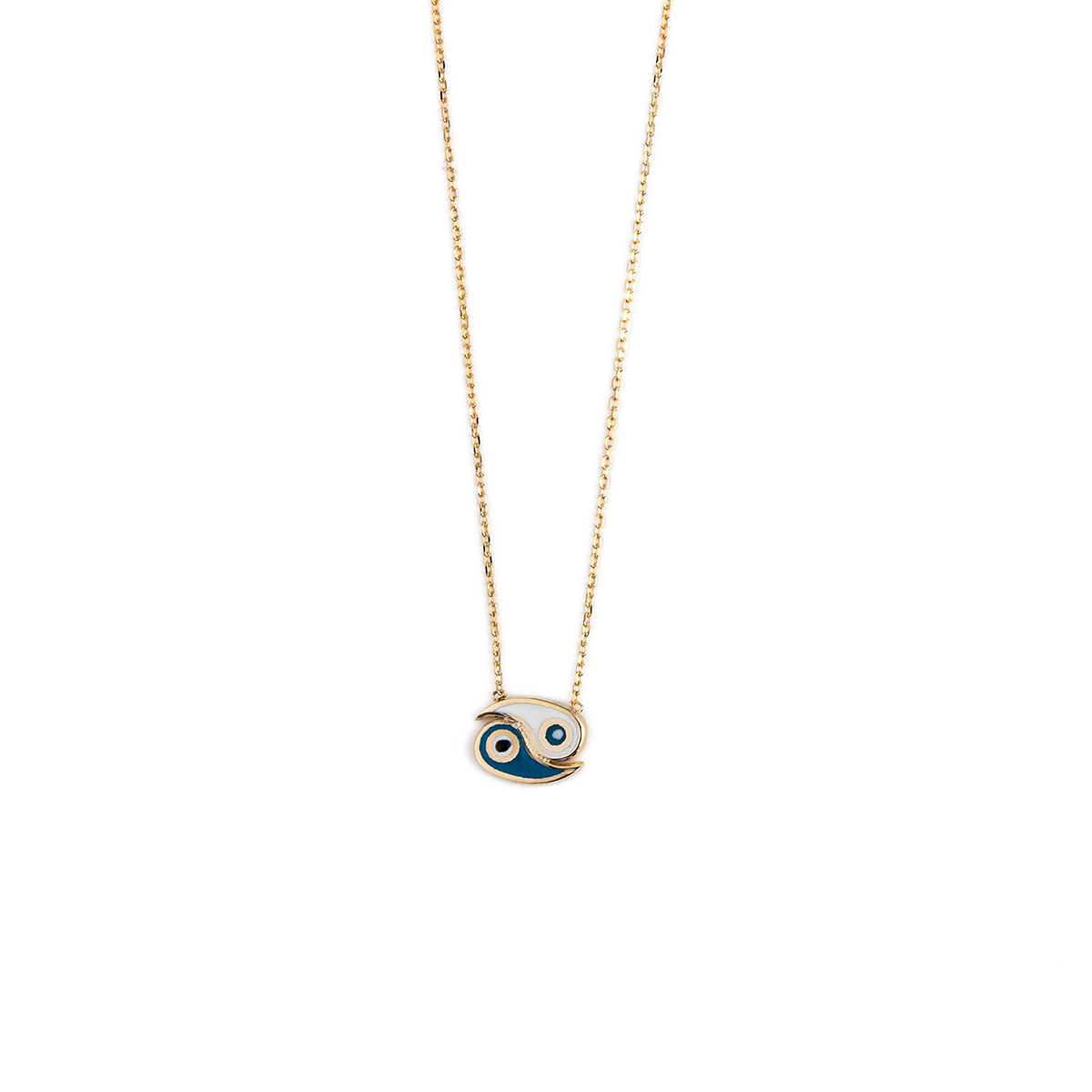 Blue White Eye Necklace – 14K Gold