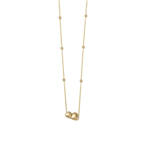 Two Hearts Necklace - 14K Gold