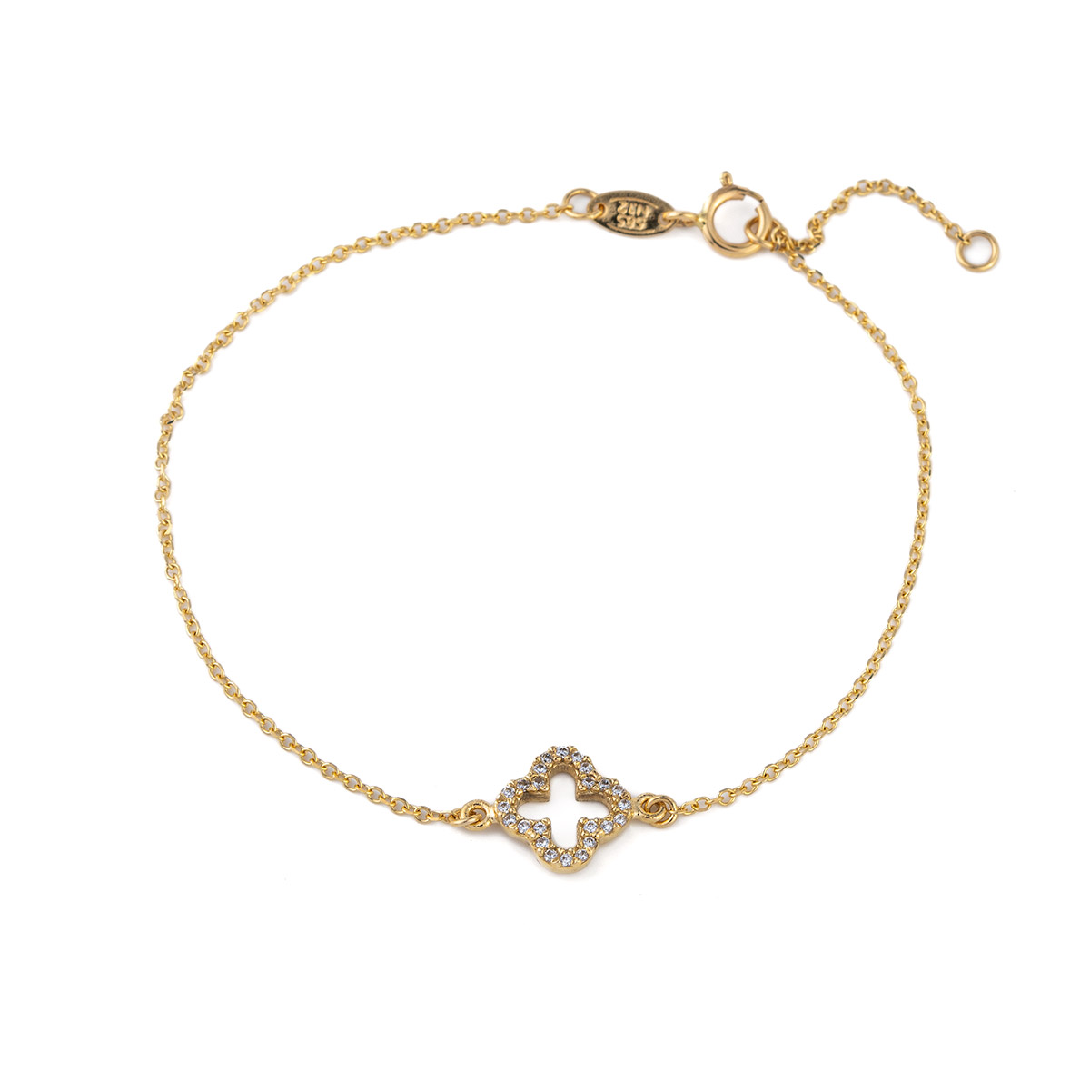 Zircon Clover Bracelet – 14K Gold