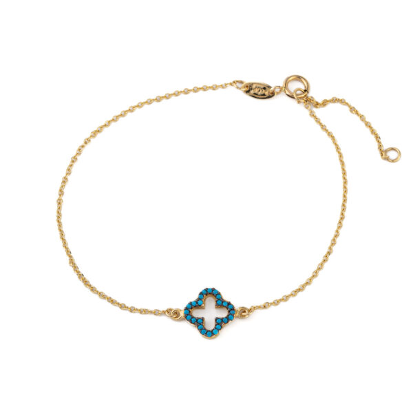 Turquoise Clover Bracelet – 14K Gold