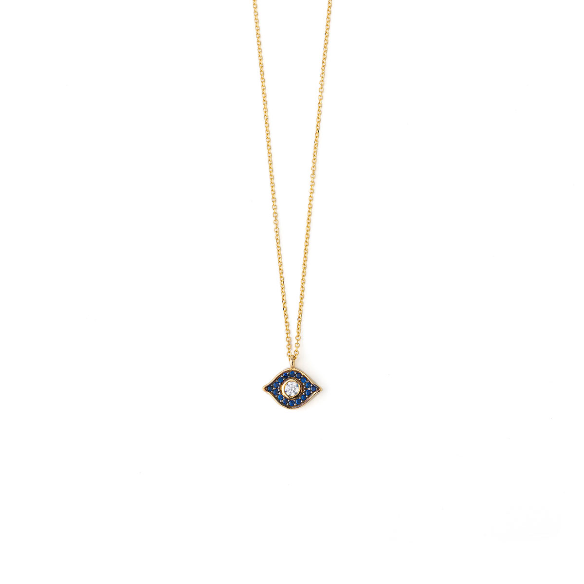 Blue Evil Eye Zircon Necklace - 14K Gold
