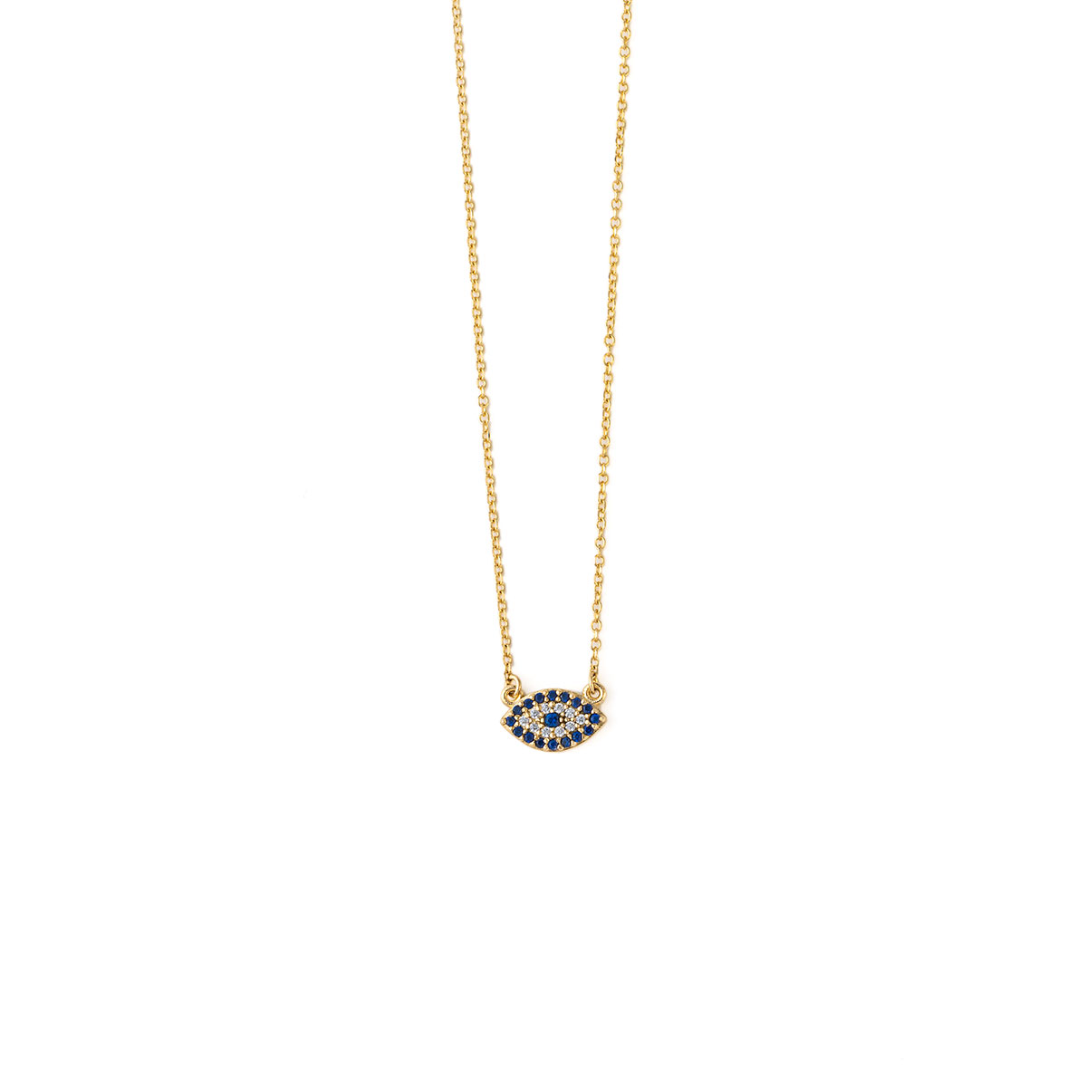 Evil Eye Necklace with Blue White Zircon