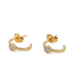 Flower Zircon Hoop Earrings – 14K Gold