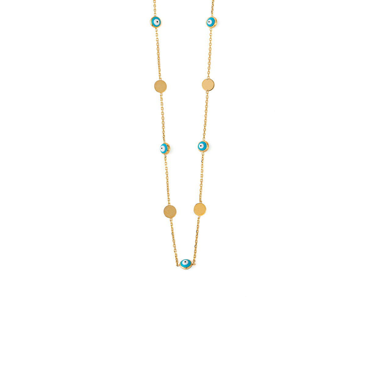 Turquoise Eyes Necklace with Discs