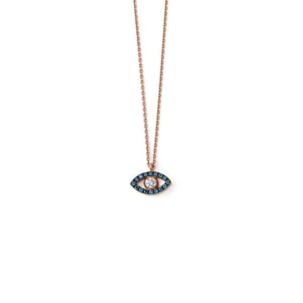 Evil Eye Diamond Necklace – 18K Rose Gold