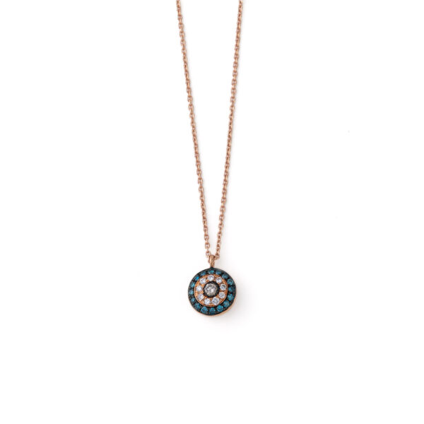 Evil Eye Circle Necklace – 18K Rose Gold
