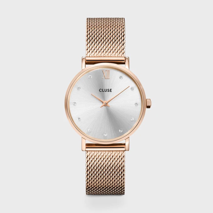 Minuit Mesh Crystals Silver Rose Gold Colour