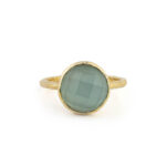 Aqua Chalcedony Ring - 925 Sterling Silver and Gold Plated
